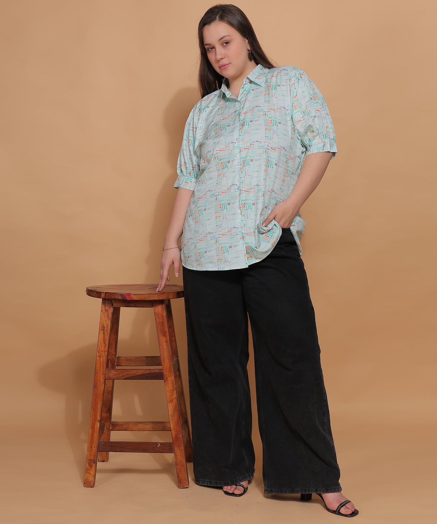 Mint Watercolor Shirt with Bottom
