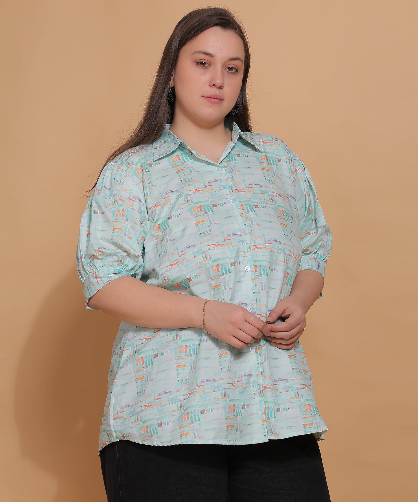 Mint Watercolor Shirt with Bottom