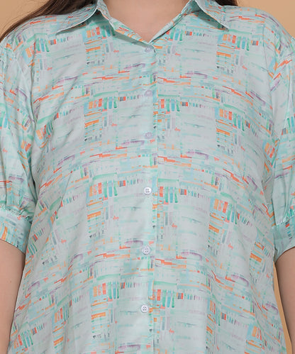 Mint Watercolor Shirt with Bottom