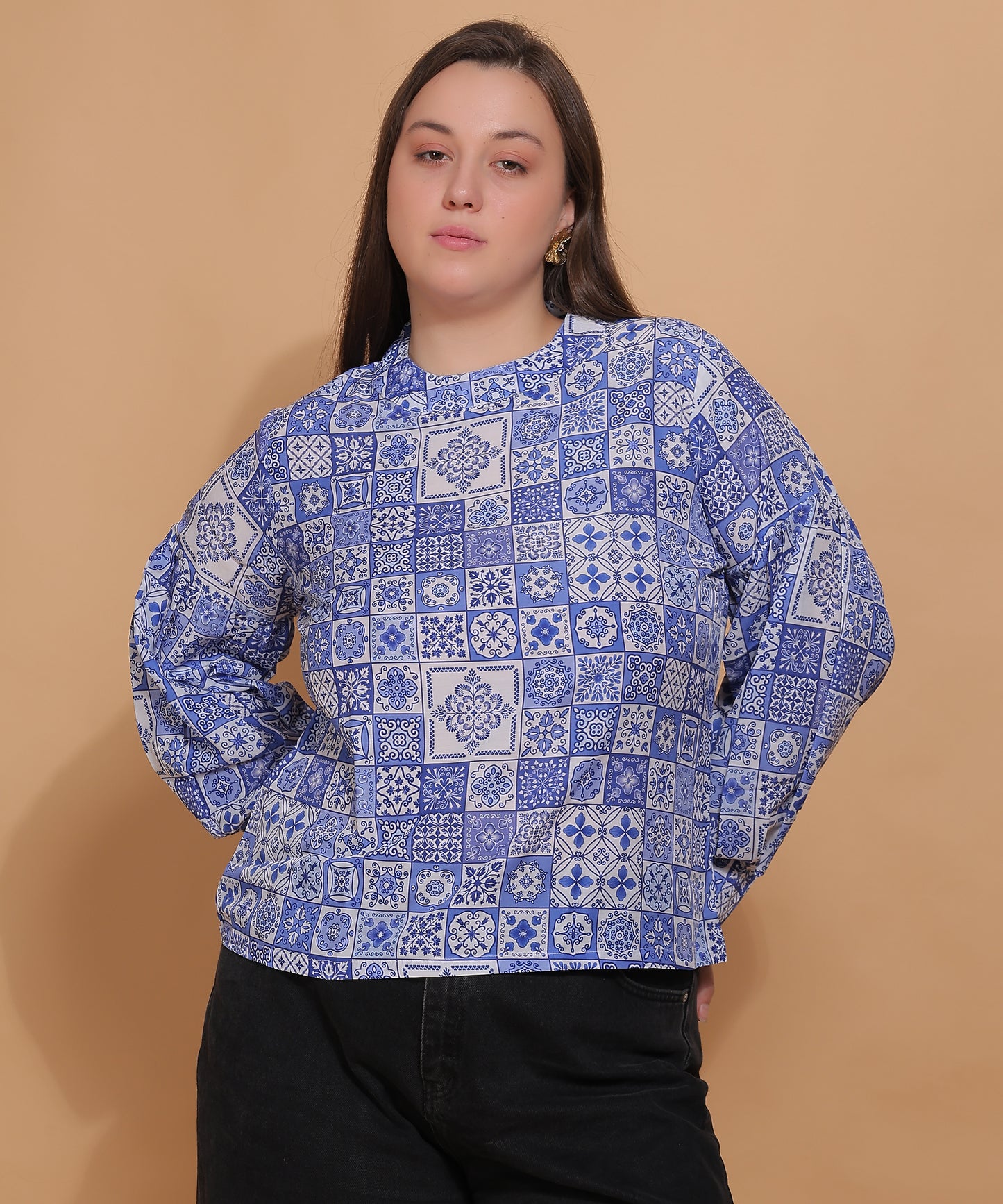 Indigo Tile Tunic Top