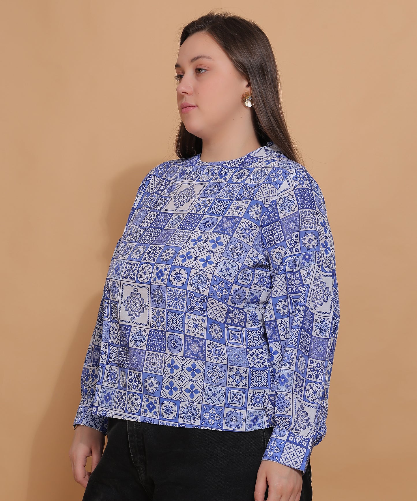 Indigo Tile Tunic Top