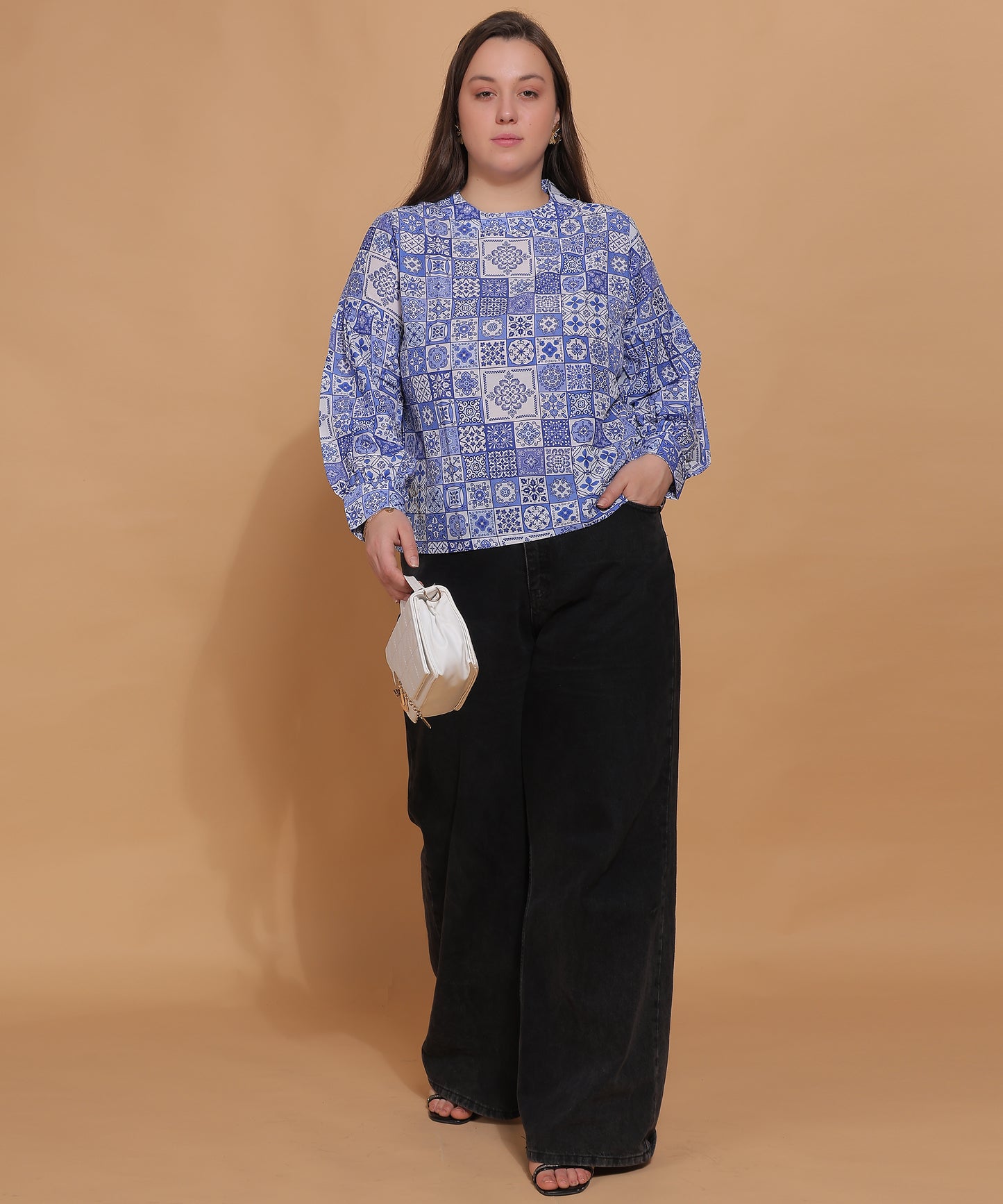 Indigo Tile Tunic Top