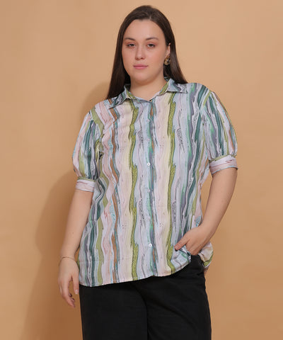 Wavy Stripes Relaxed Fit Shirt – Pastel Hues