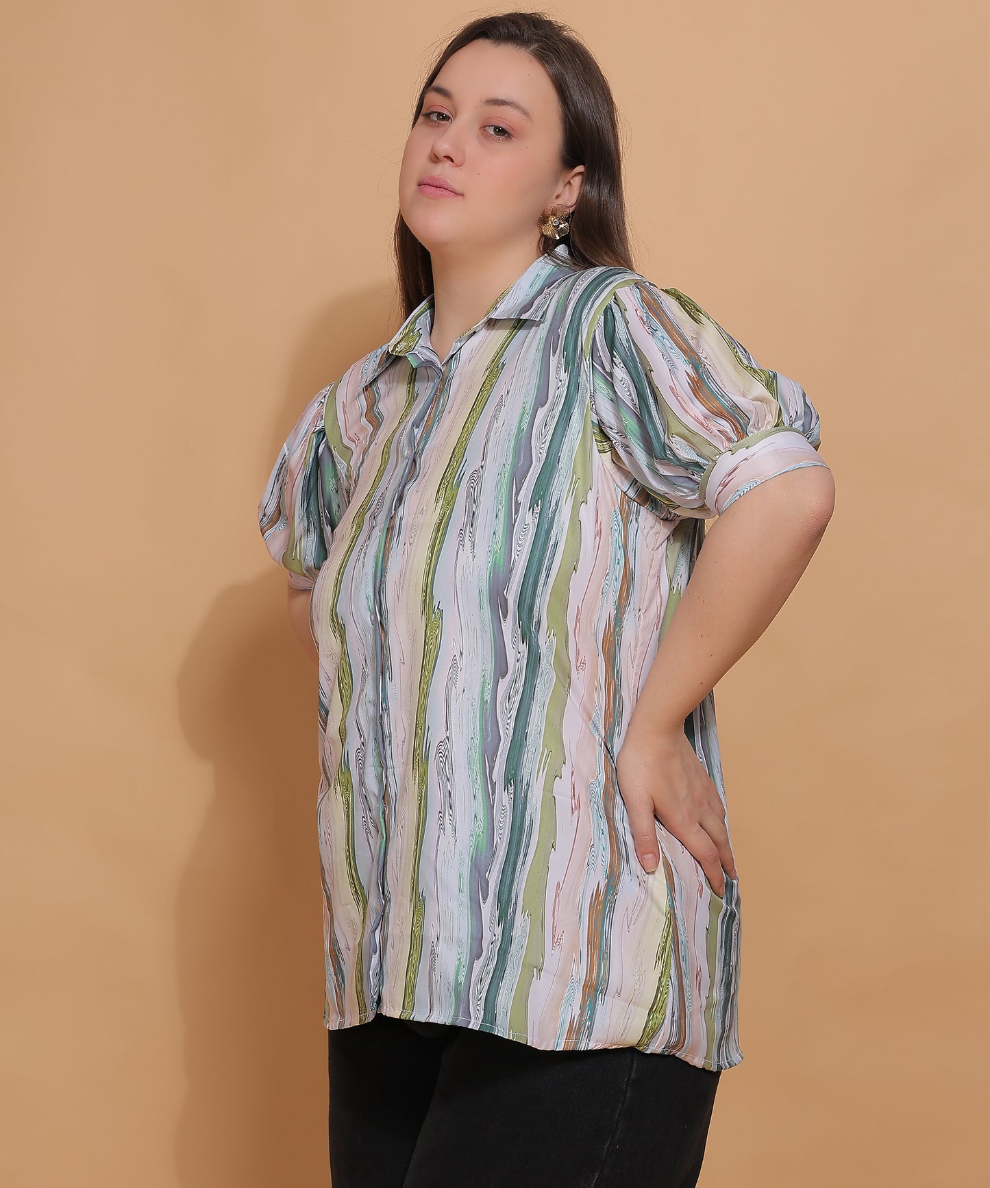 Wavy Stripes Relaxed Fit Shirt – Pastel Hues
