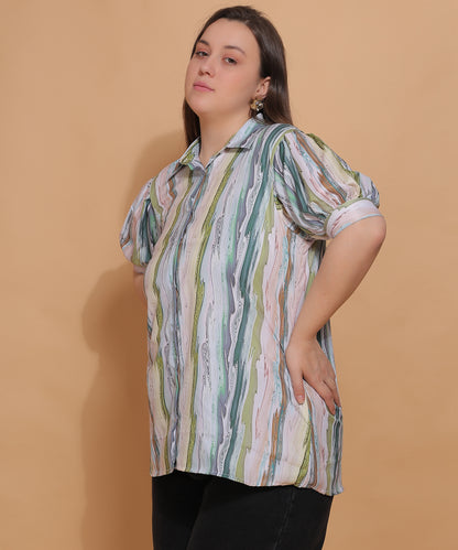 Wavy Stripes Relaxed Fit Shirt – Pastel Hues