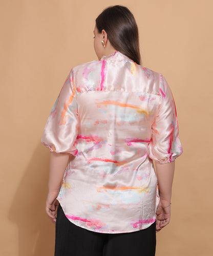 Blush Cloud Satin Bow Top