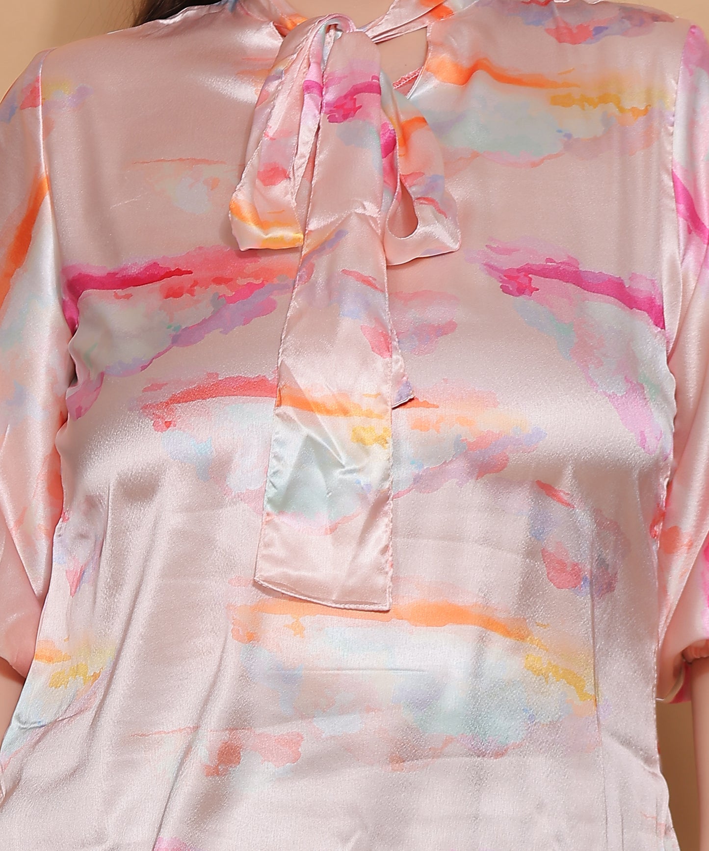 Blush Cloud Satin Bow Top