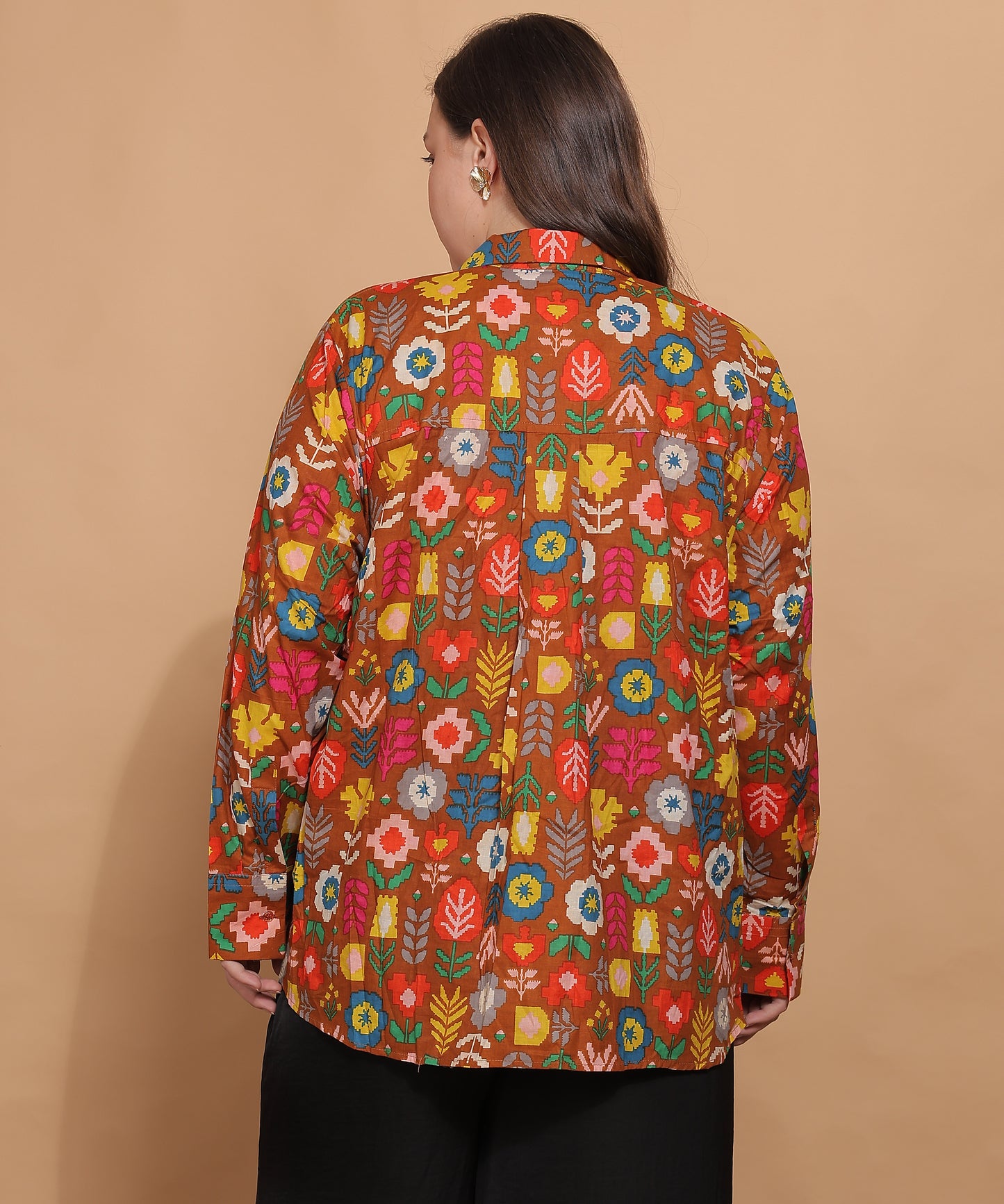 Autumn Bloom Handblock Shirt– Earthy Multicolor