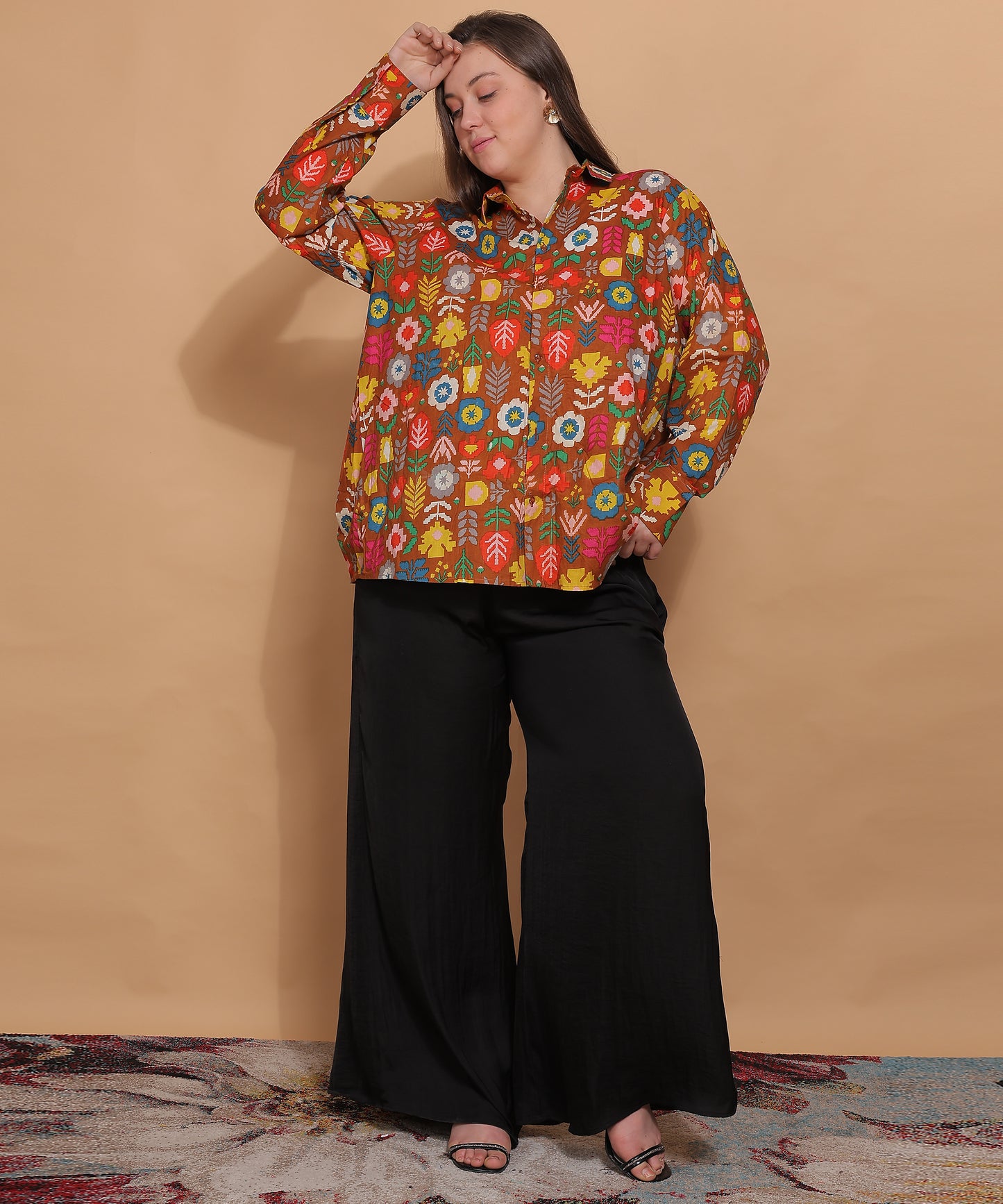 Autumn Bloom Handblock Shirt– Earthy Multicolor
