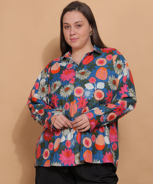 Midnight Garden Floral Shirt – Indigo Pink Mix