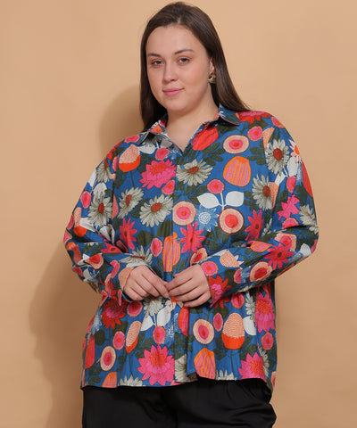 Midnight Garden Floral Shirt – Indigo Pink Mix