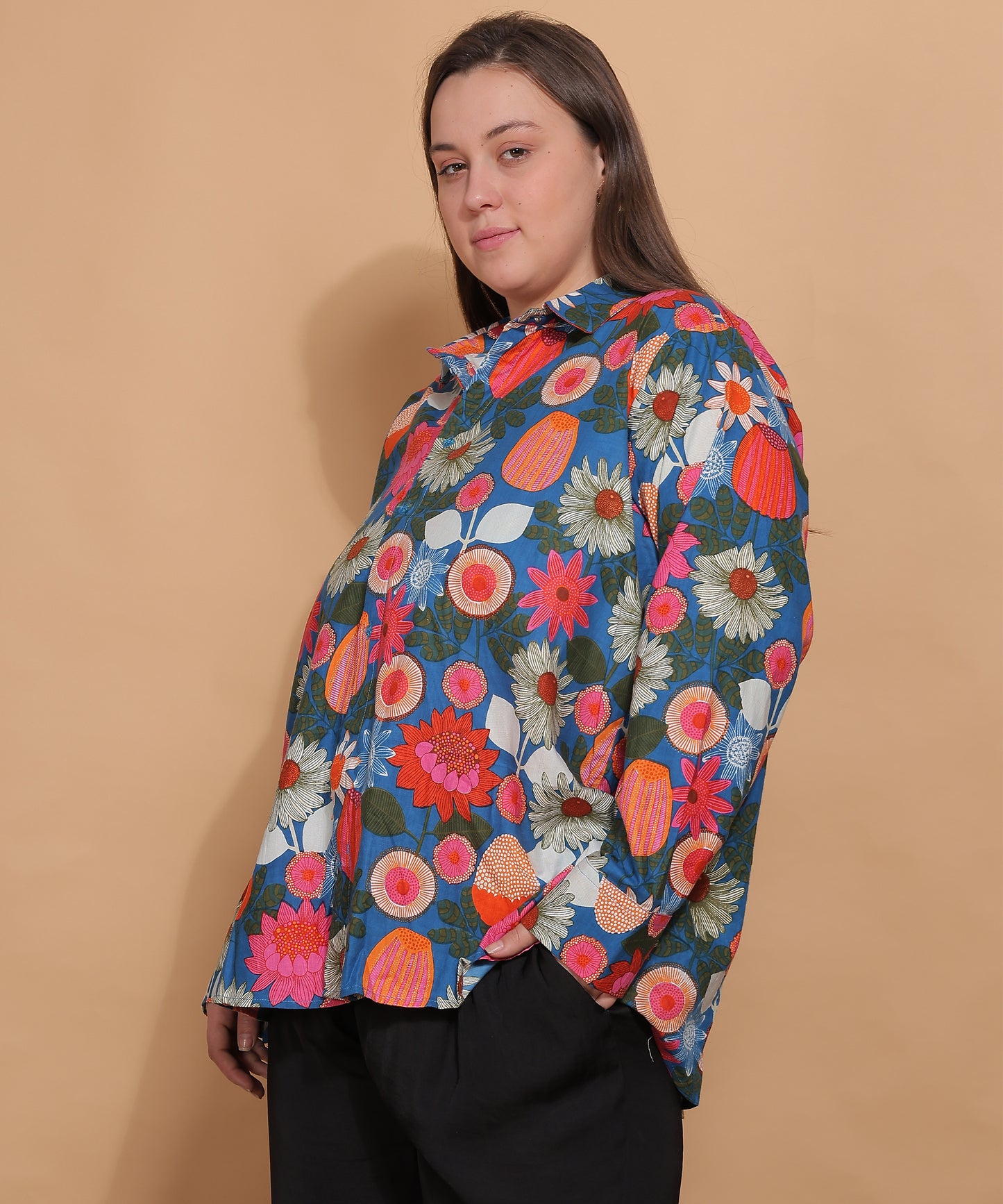 Midnight Garden Floral Shirt – Indigo Pink Mix