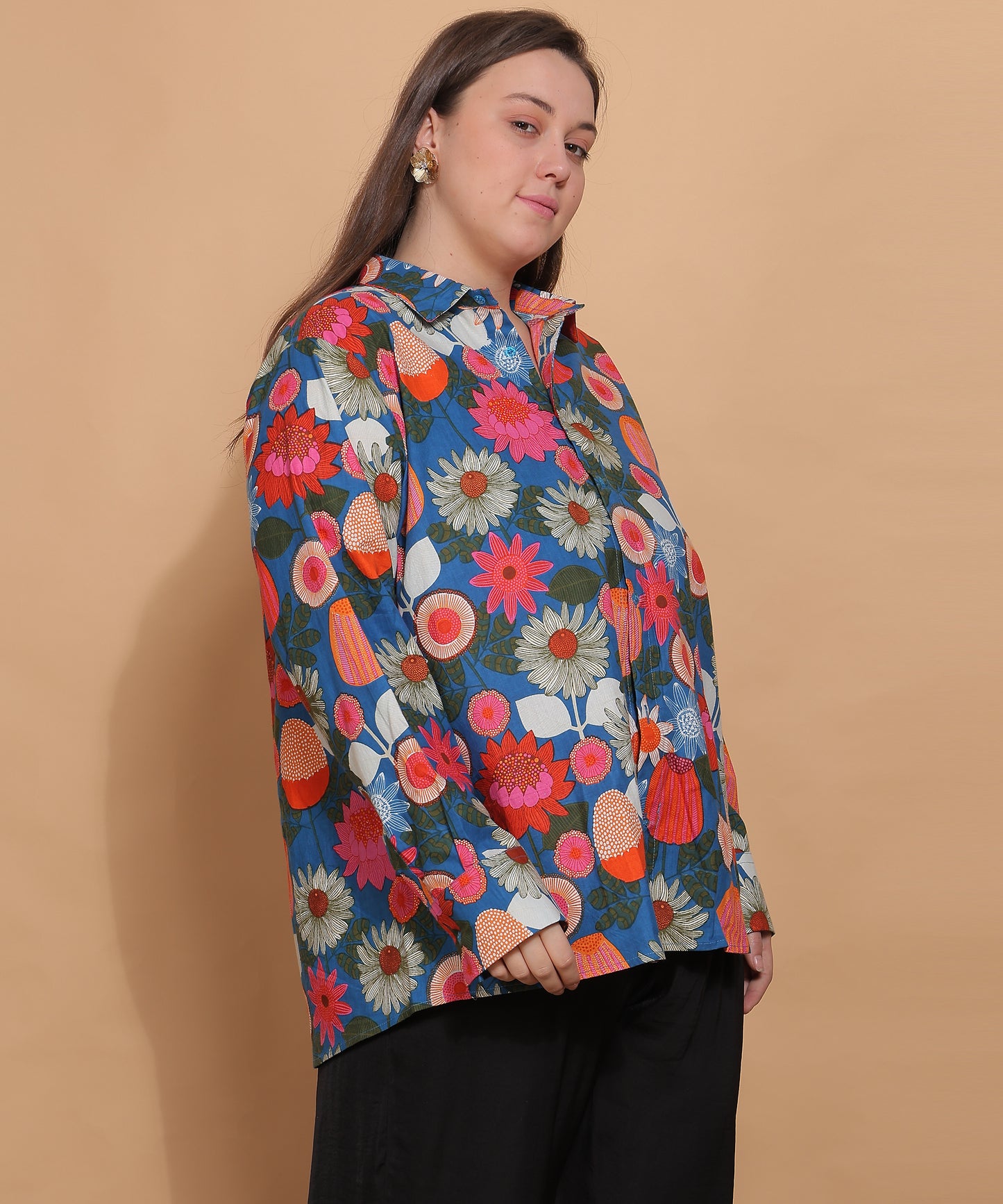 Midnight Garden Floral Shirt – Indigo Pink Mix