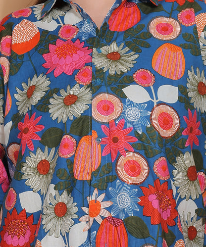 Midnight Garden Floral Shirt – Indigo Pink Mix