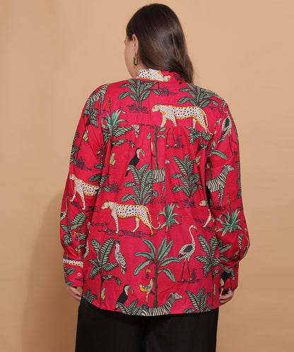 Jungle Royale Safari Shirt – Crimson Red