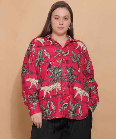 Jungle Royale Safari Shirt – Crimson Red