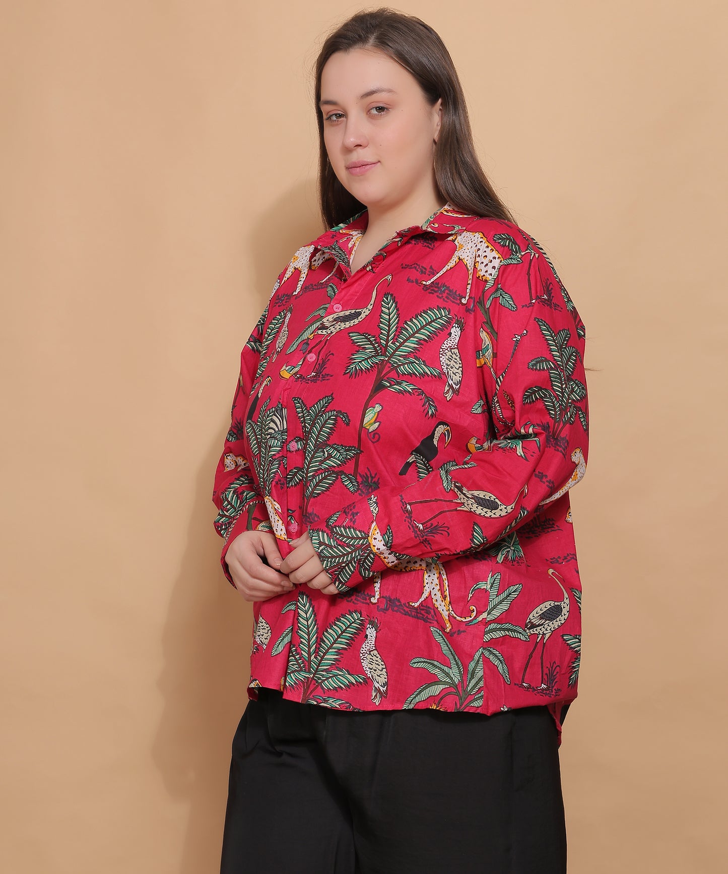 Jungle Royale Safari Shirt – Crimson Red