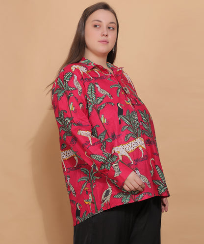 Jungle Royale Safari Shirt – Crimson Red