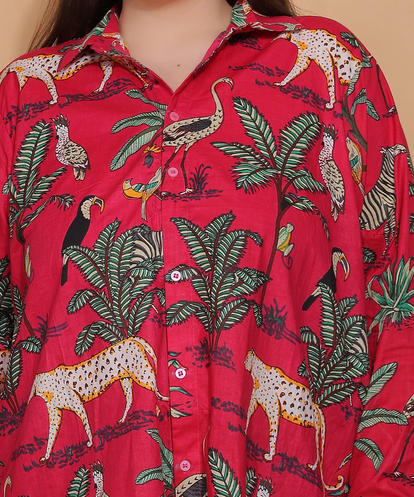 Jungle Royale Safari Shirt – Crimson Red