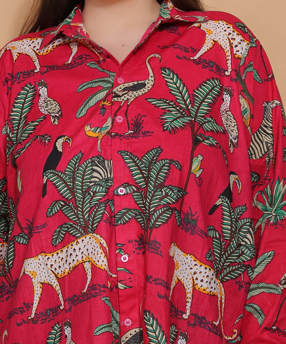 Jungle Royale Safari Shirt – Crimson Red