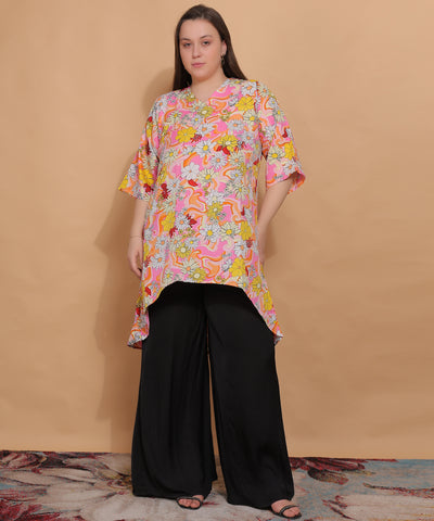 Flower Fiesta Longline Top – Peachy Bloom