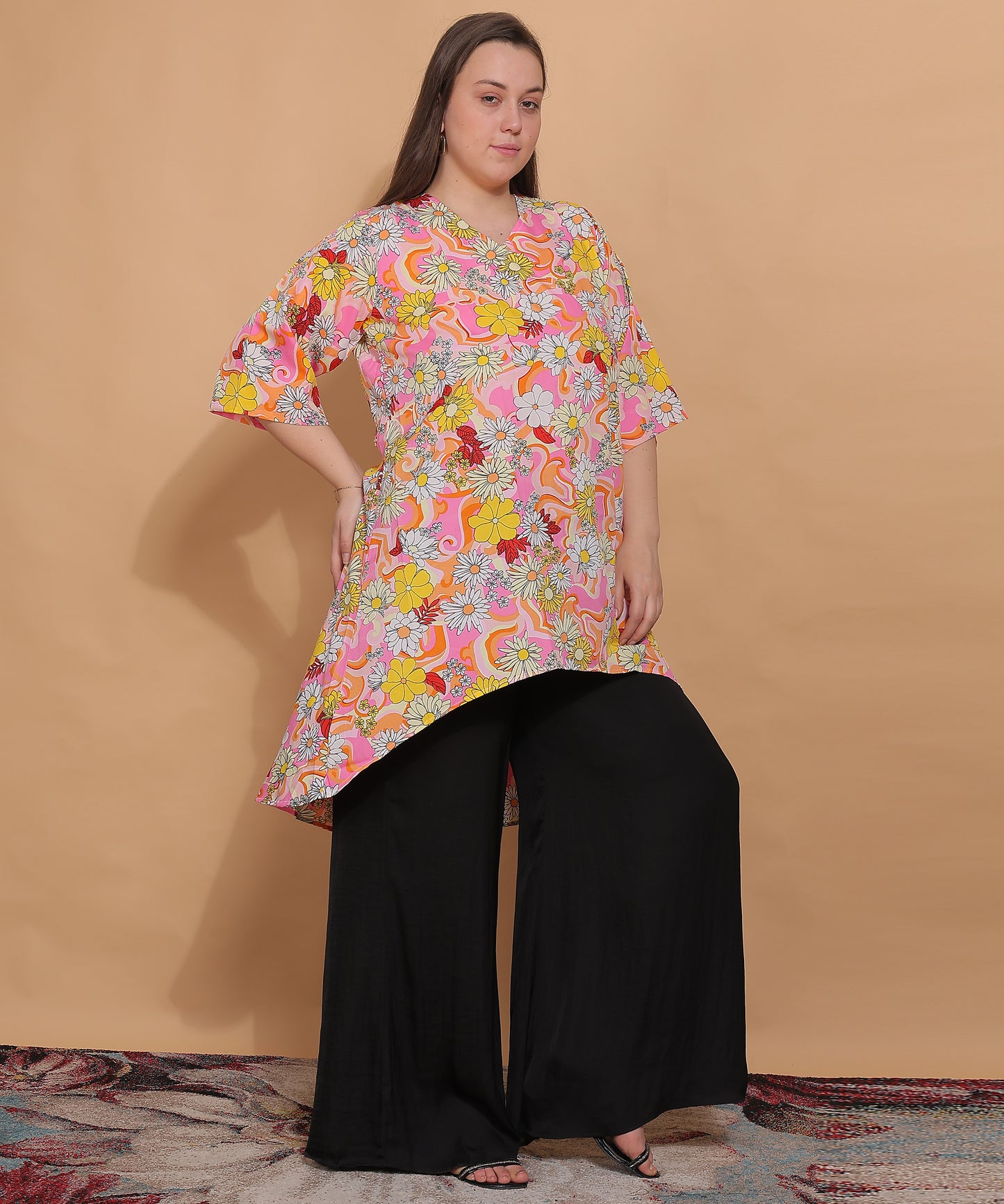 Flower Fiesta Longline Top – Peachy Bloom
