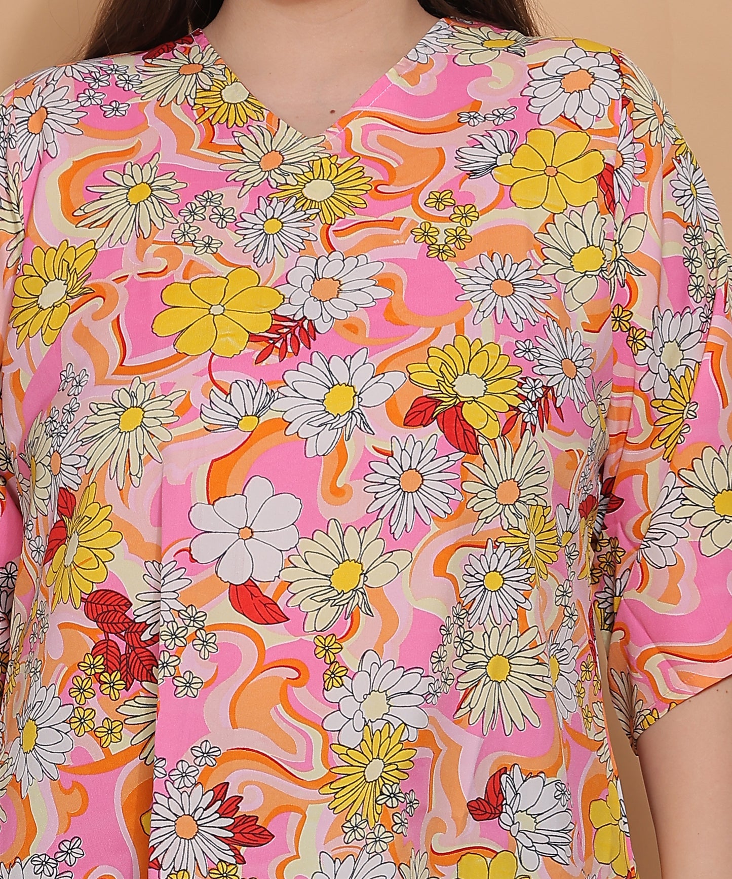 Flower Fiesta Longline Top – Peachy Bloom