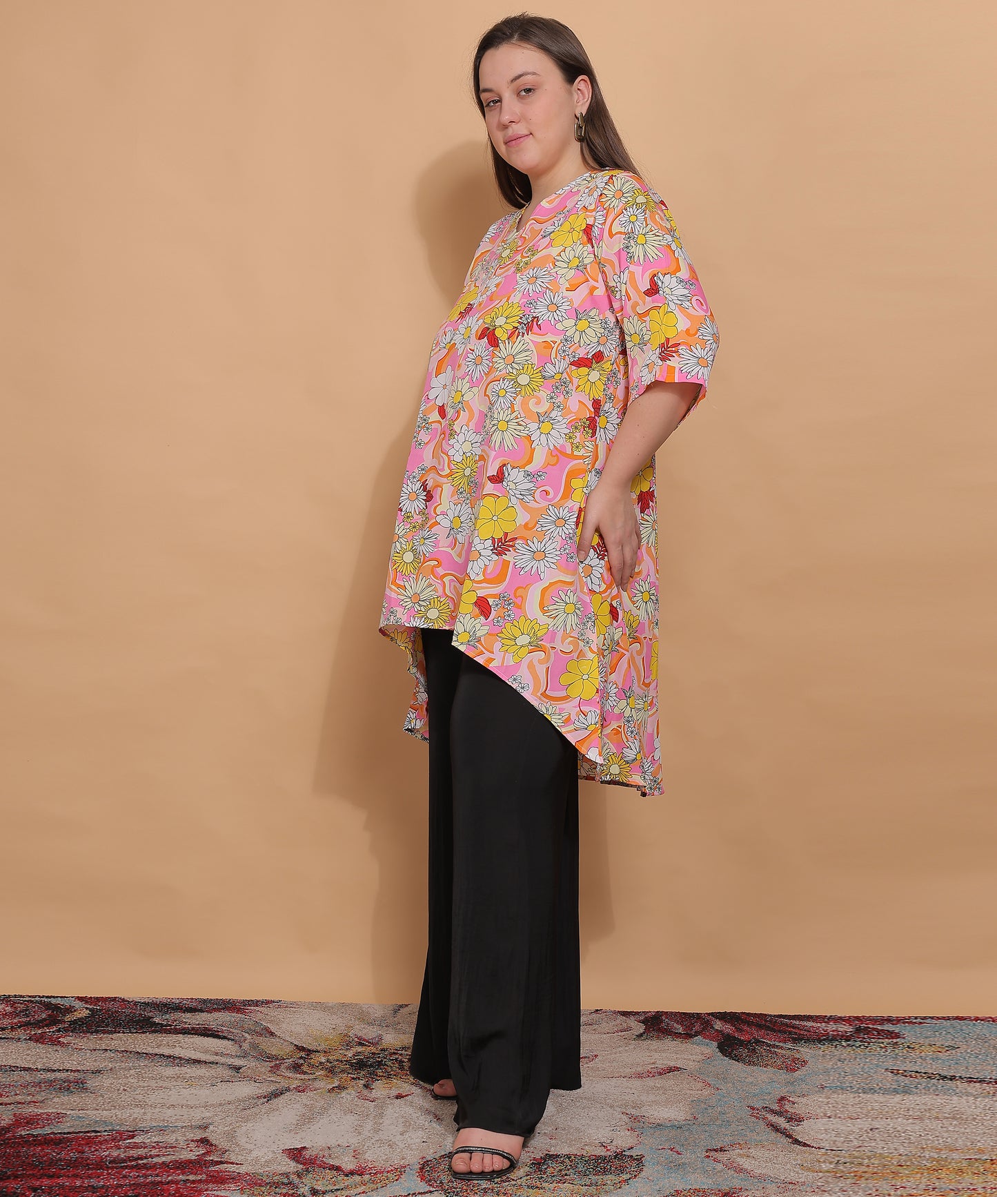 Flower Fiesta Longline Top – Peachy Bloom