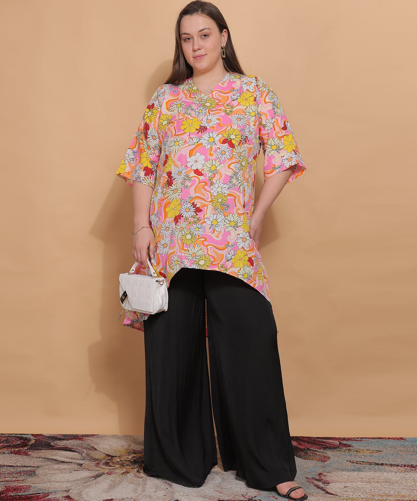 Flower Fiesta Longline Top – Peachy Bloom