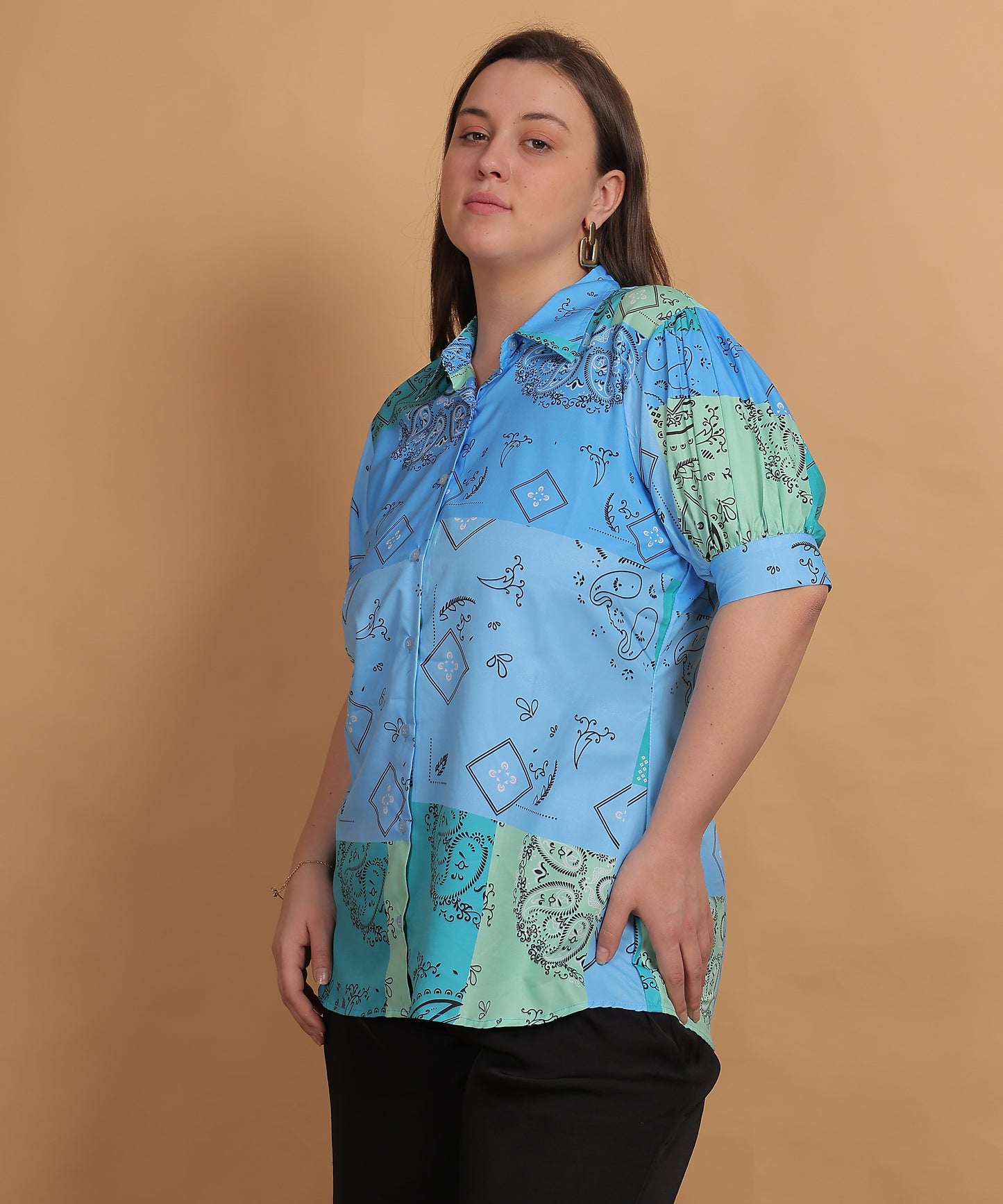 Mint Waves Casual Collared Shirt – Ocean Breeze Vibes