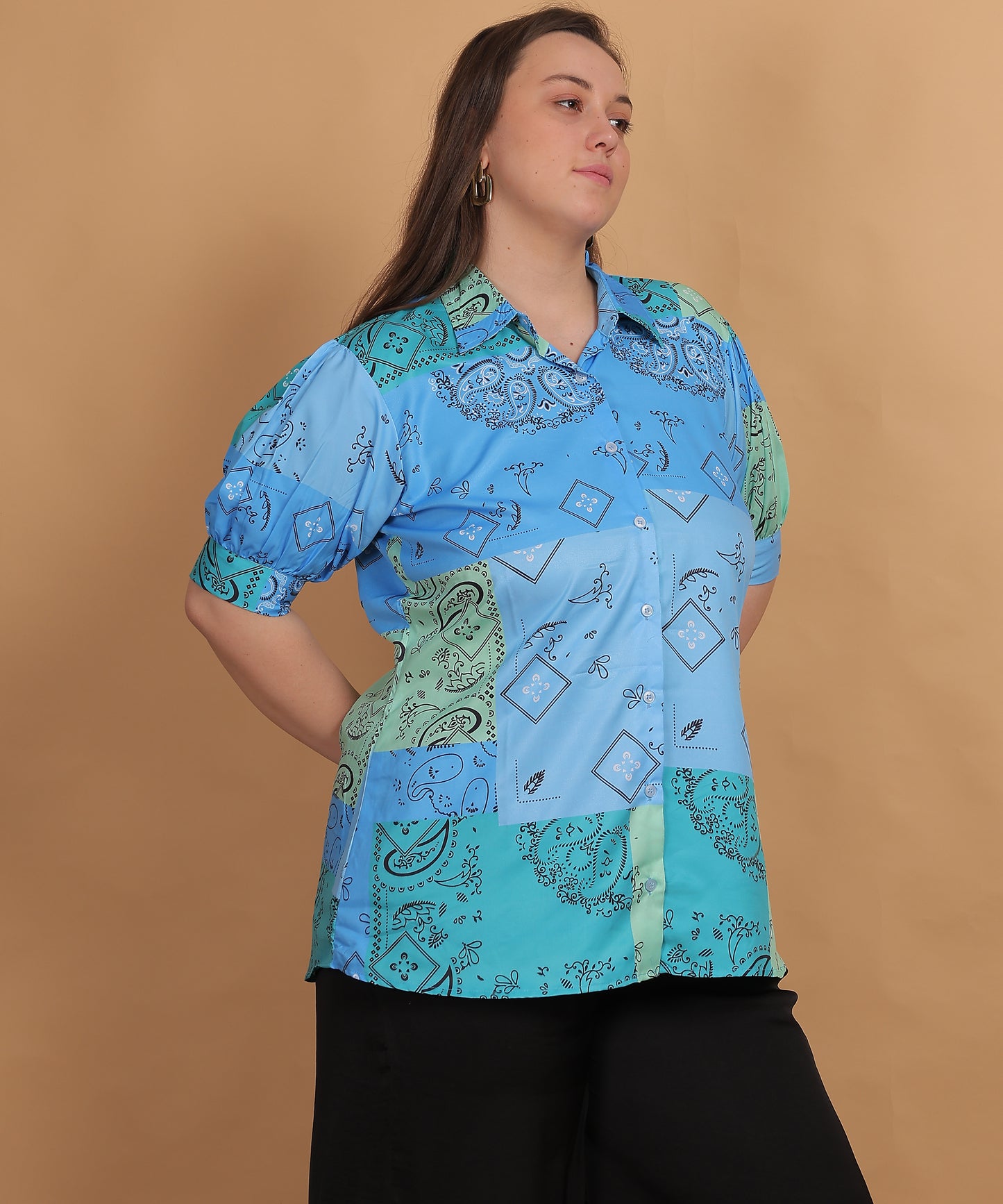 Mint Waves Casual Collared Shirt – Ocean Breeze Vibes