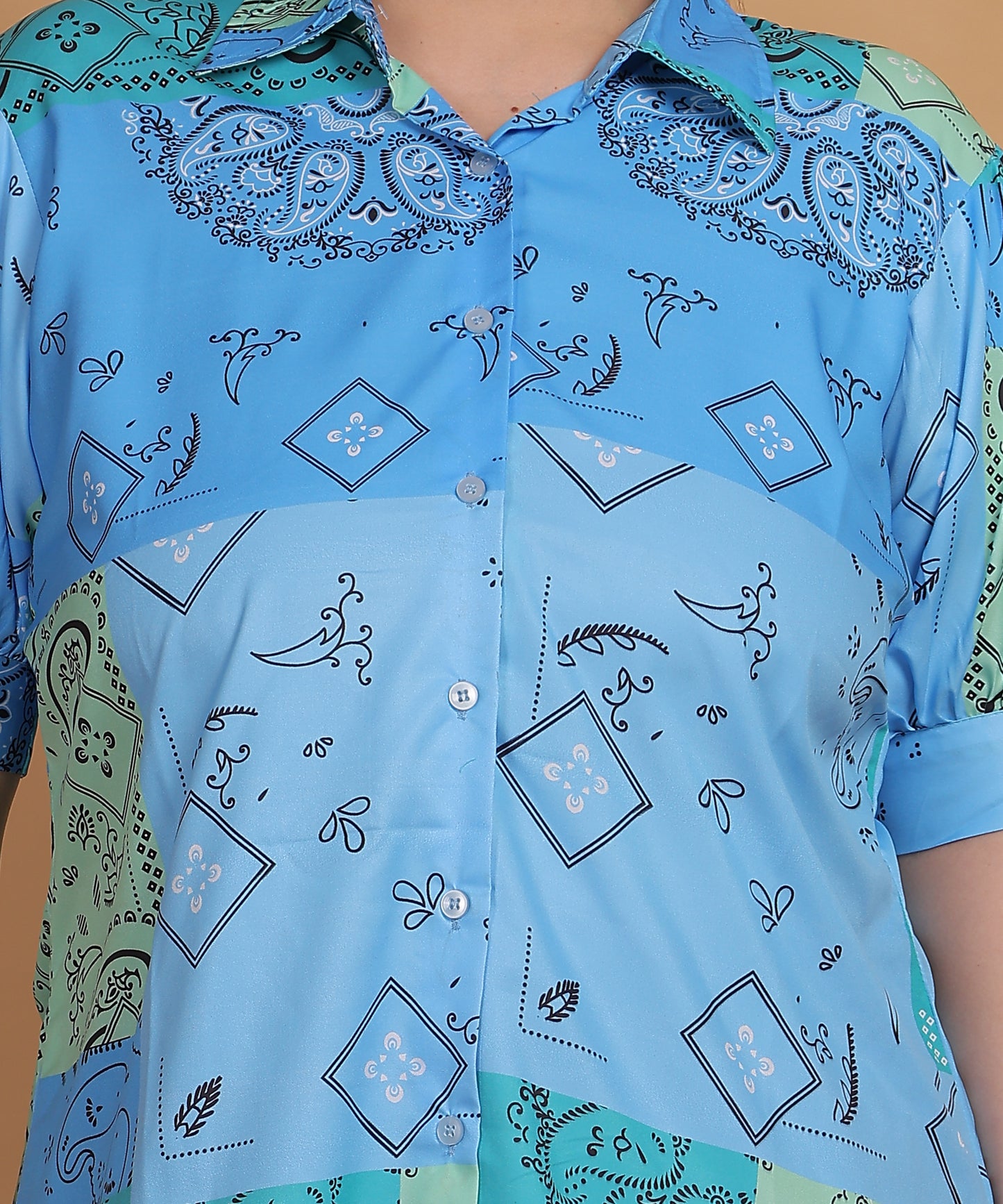 Mint Waves Casual Collared Shirt – Ocean Breeze Vibes