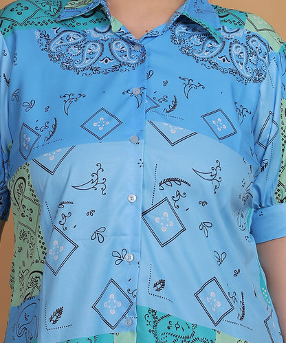 Mint Waves Casual Collared Shirt – Ocean Breeze Vibes