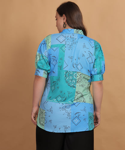 Mint Waves Casual Collared Shirt – Ocean Breeze Vibes