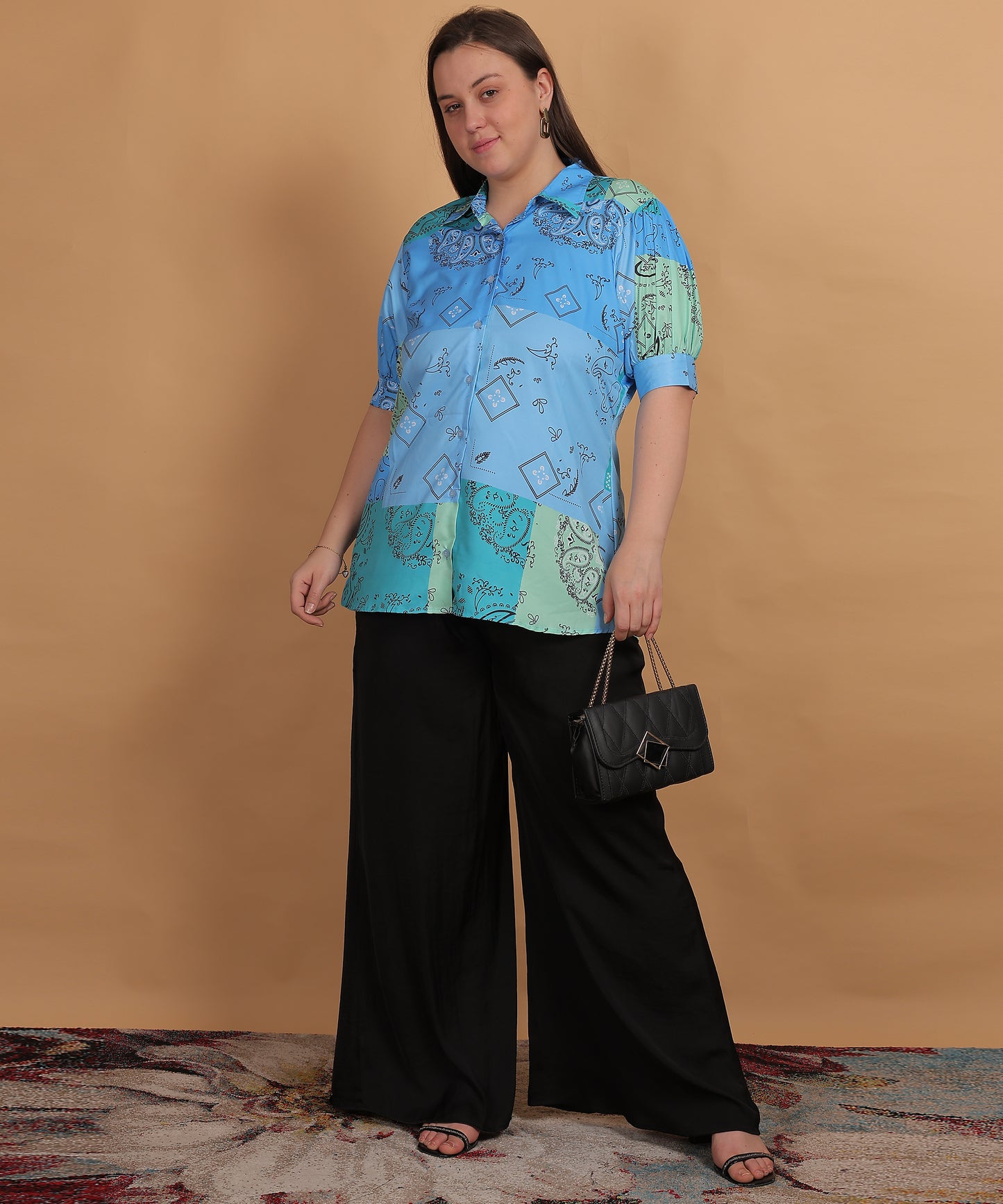 Mint Waves Casual Collared Shirt – Ocean Breeze Vibes